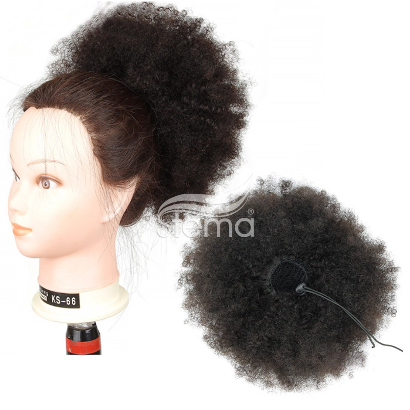 Clips in Human Hair extension Afro Kinky Curly With Drawstring Ponytail